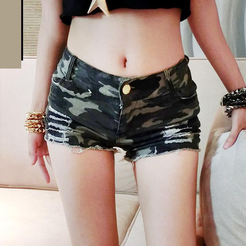 Sexy High Waist Shorts Camouflage Jeans  Biker Shorts Short Feminino