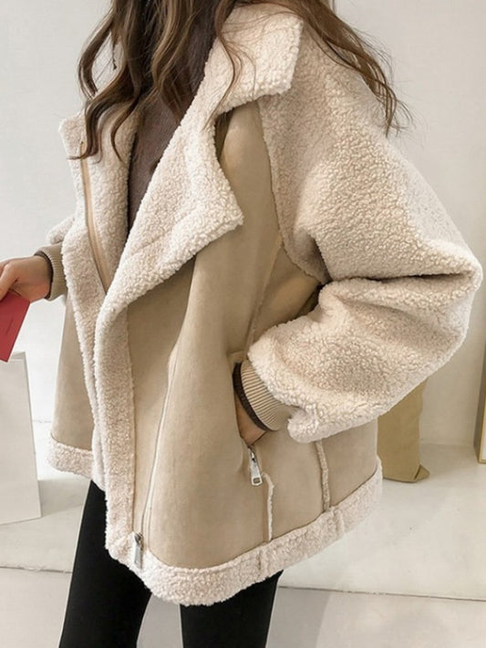 Harajuku Faux Leather Fur Patchwork Coat