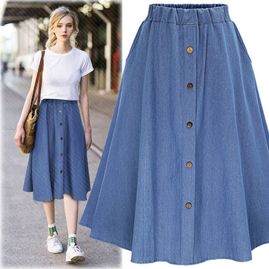 Korean Preppy Style Denim Skirts