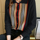 Women's Knitted Buttons Sweater Single Breasted Striped New In Knitwears Cardigan Top