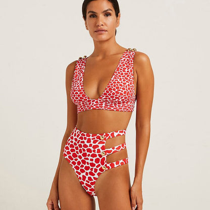 Beachwear Summer Swimwear Patchwork Print  Bikinis
