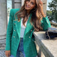 Double Breasted Textures Green Blazer