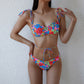 Patchwork Floral Print Beachwear Micro Thong Bikinis