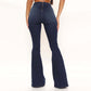 Fashion V Waist Low Rise Flare Jeans XXL Women Streetwear Back Zipper Skinny Stretchy Wide Leg Pants
