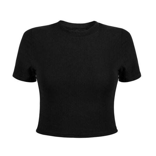 Slim Long Sleeve Cropped Navel Black T-Shirt