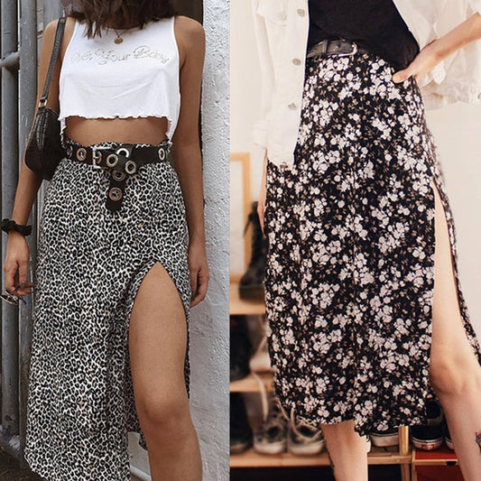 Sexy Leopard Print Split Skirts