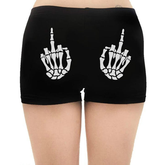 Skull Print Shorts for Women High Waist Gothic Punk Style Skinny Sport Short