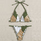 Triangle Bikinis Halter Swimwear Patchwork Print Swimsuit
