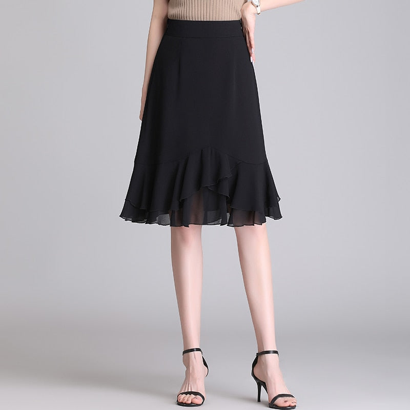Chiffon A-line Soft Elastic Skirt