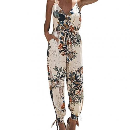 Women Summer Sexy Backless Casual Deep-V Jumpsuits