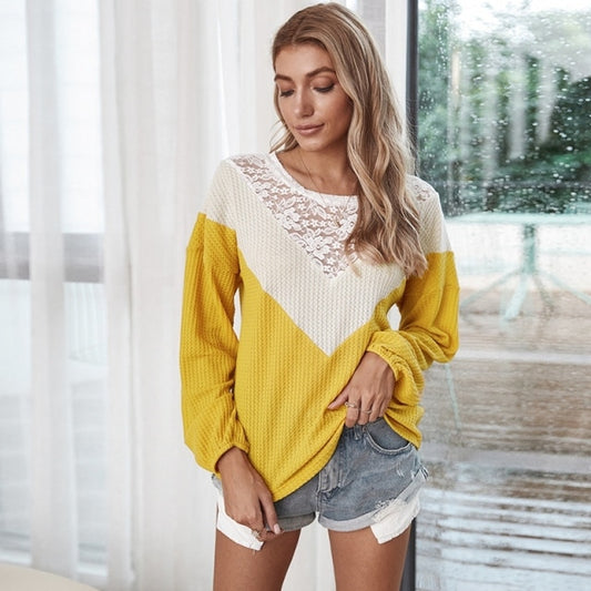 Women's Long Sleeve Sweater Sexy Stitching Sweater