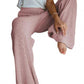 Elegant Solid Ribbed Knitted Pants