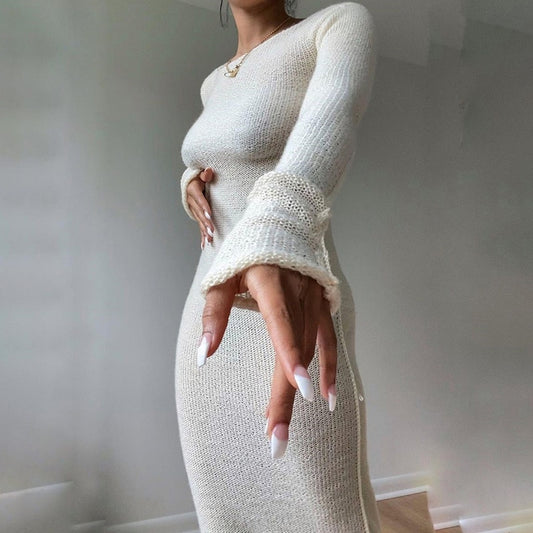 New Knitted Bodycon O-neck Long Sleeve Dress