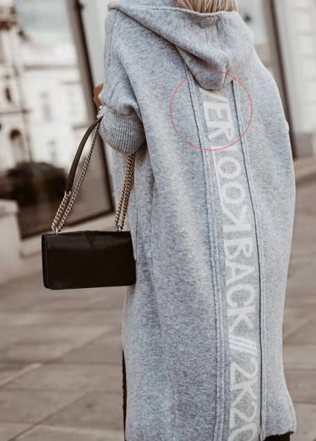 Knitted Cardigan Women Hooded Letters Loose Sweaters