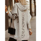 Knitted Cardigan Women Hooded Letters Loose Sweaters
