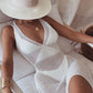 White Sexy Beach Dress Women Hollow Out Backless Cover Up Knitted Maxi Dresses Summer See Through Side Split Sexy Dress